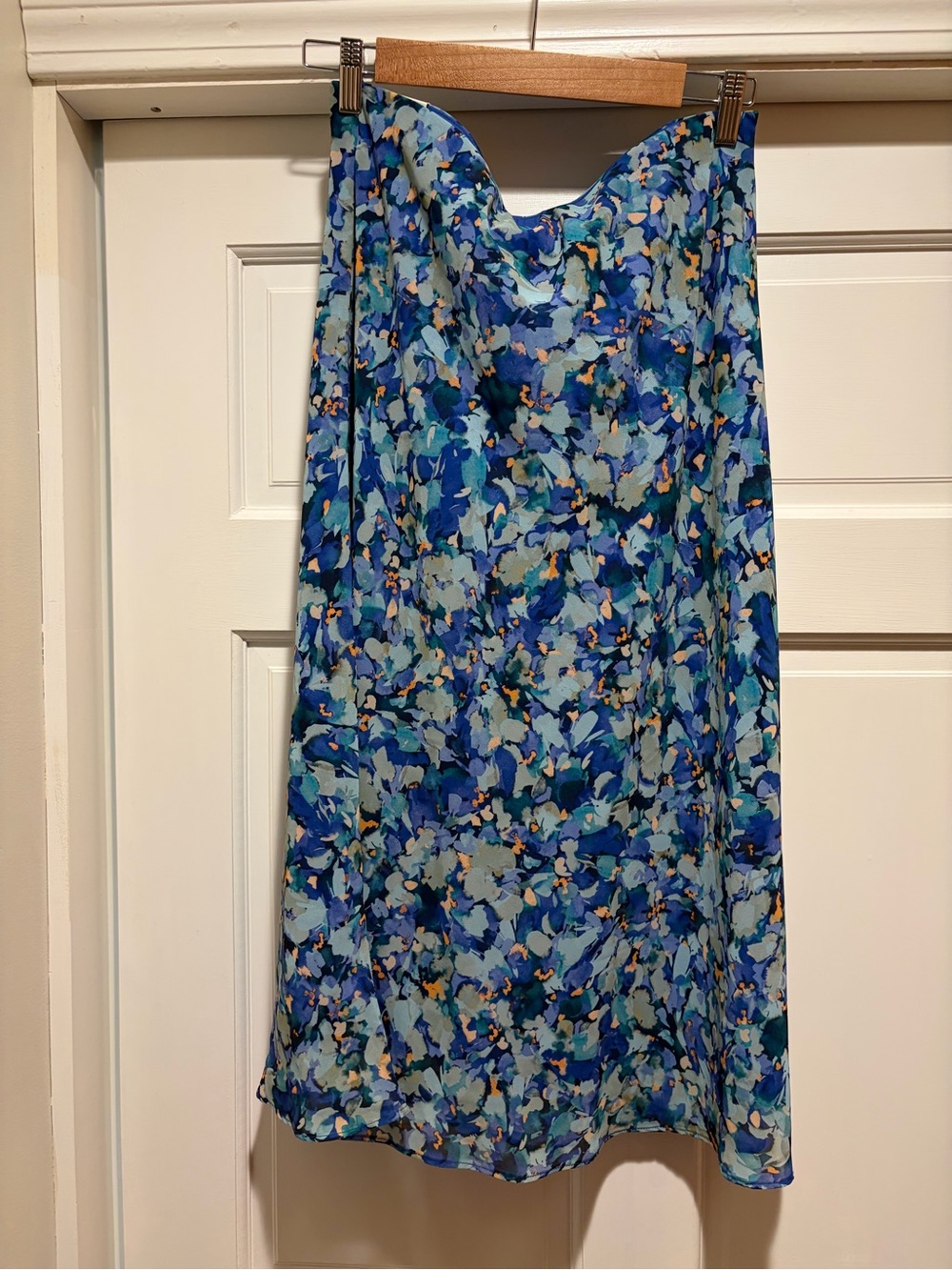 Banana Republic Blue Floral A-Line Midi Skirt